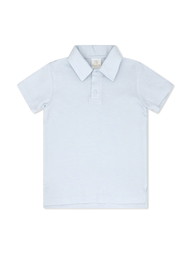 Lullaby Set Parker Polo-Light Blue Mini Stripe