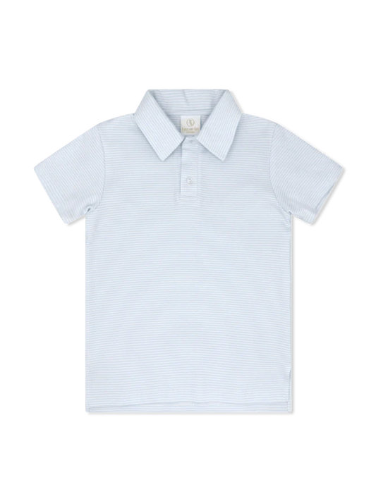 Lullaby Set Parker Polo-Light Blue Mini Stripe