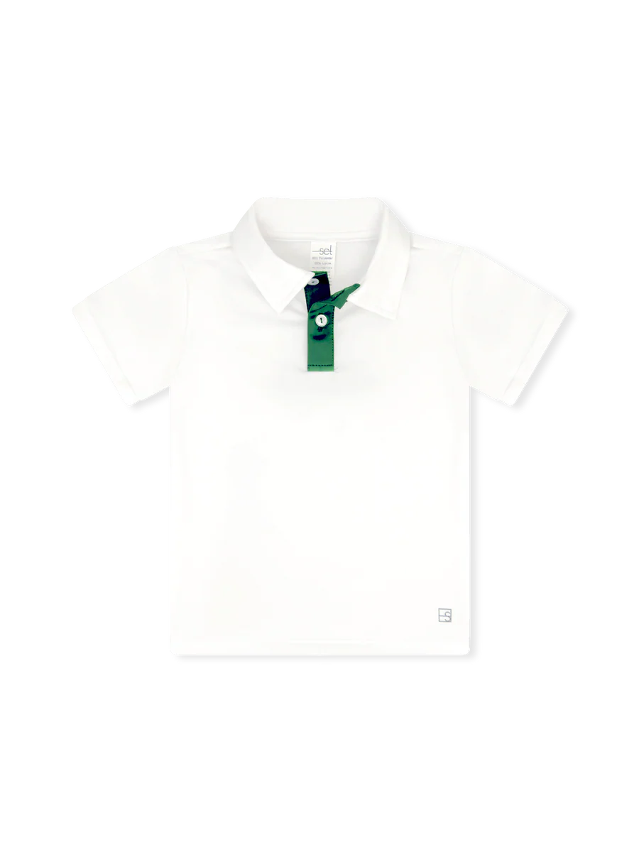 SET Parker Polo-Pure Coconut/Augusta Green