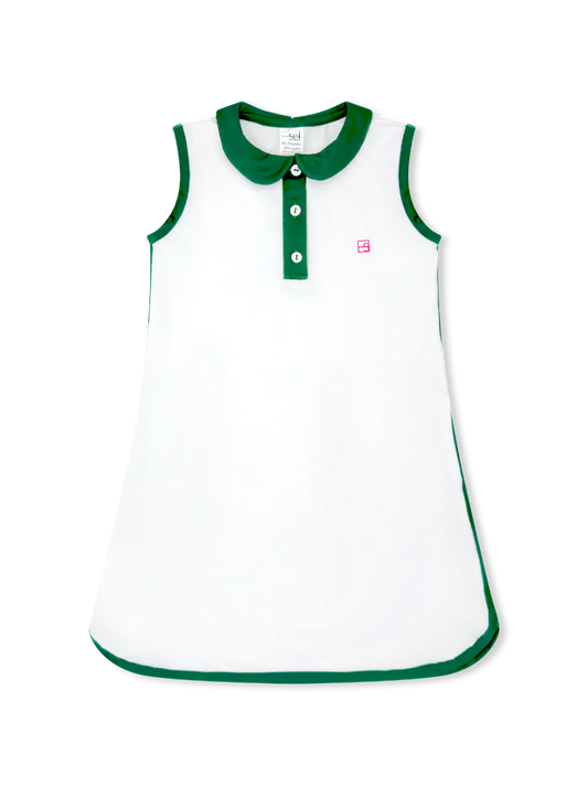 SET Presley Dress- Pure Coconut/Augusta Green