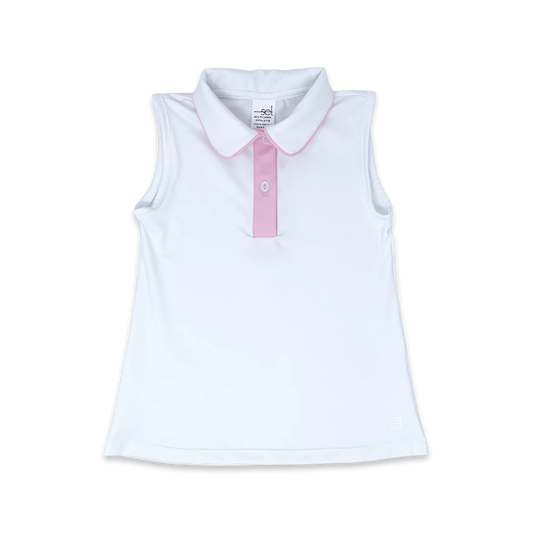 SET Gabby Shirt- White with pink trim