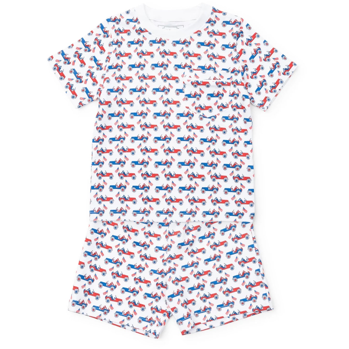 Lila and Hayes Charles Boys Short Set- Patriotic Jeeps