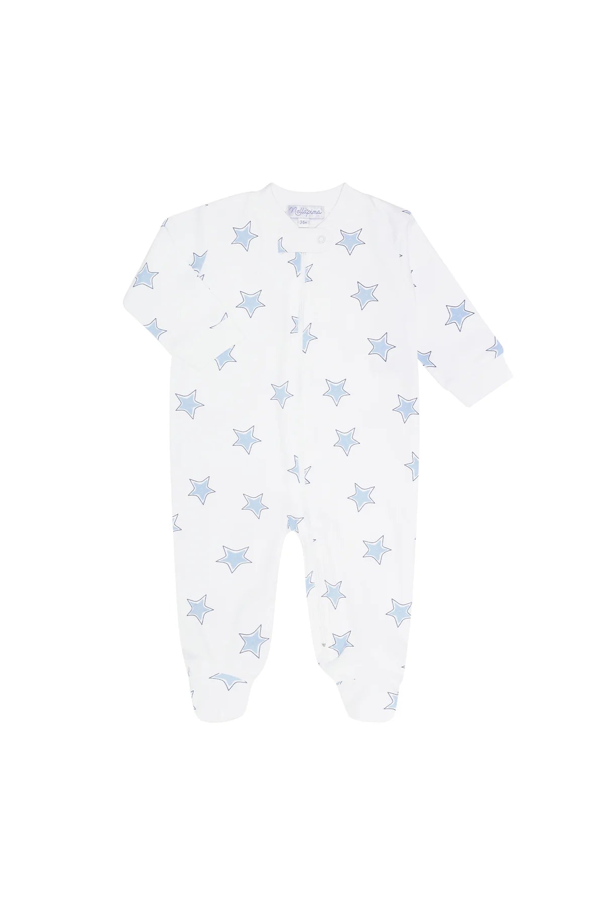 Nella Pima Blue Stars Print Footie