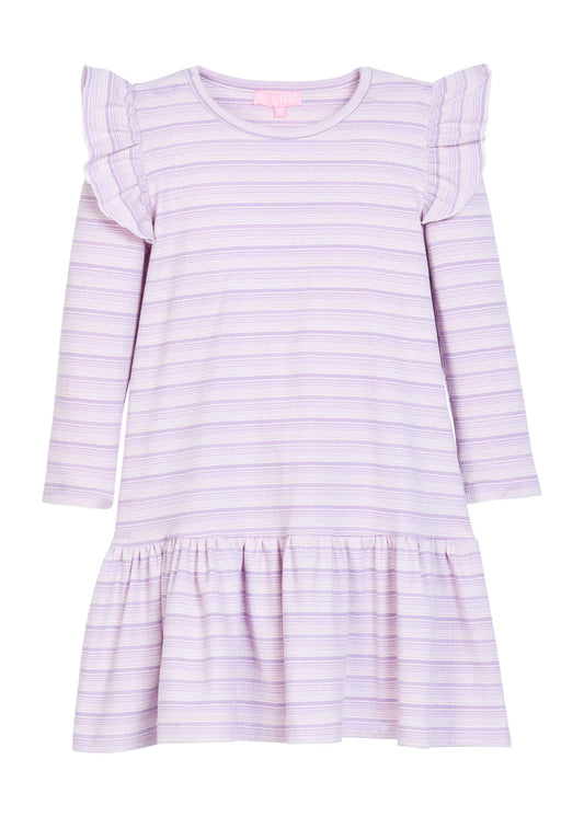 BISBY Sadie T-Shirt Dress- Lavendar Sparkle Stripe