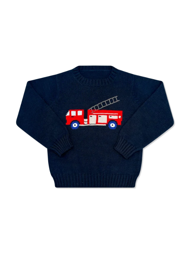 Lullaby Set Cozy Up Sweater- Firetruck
