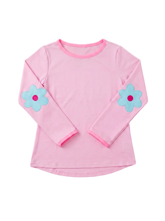 SET Kylie Long Sleeve Tee-Cotton Candy Pink w/ flower patch