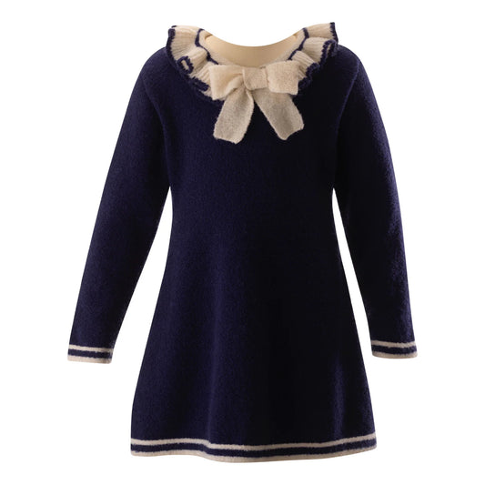 Rachel Riley Navy Boucle Sparkle Dress