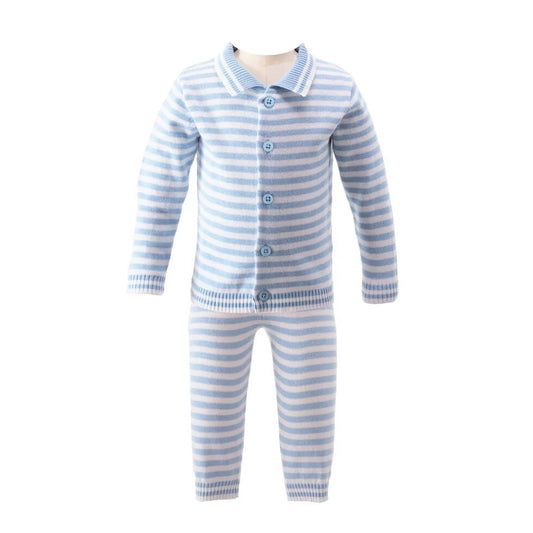 Rachel Riley Blue Striped Knit Set