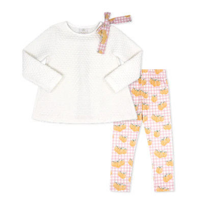 Lullaby Set Madeline Legging Set-White Quilted Pumpkin Patch