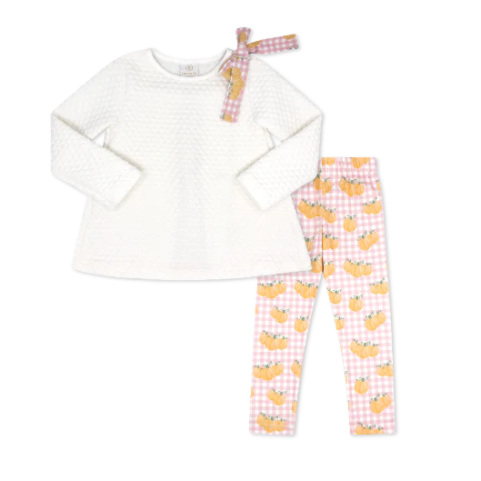 Lullaby Set Madeline Legging Set-White Quilted Pumpkin Patch