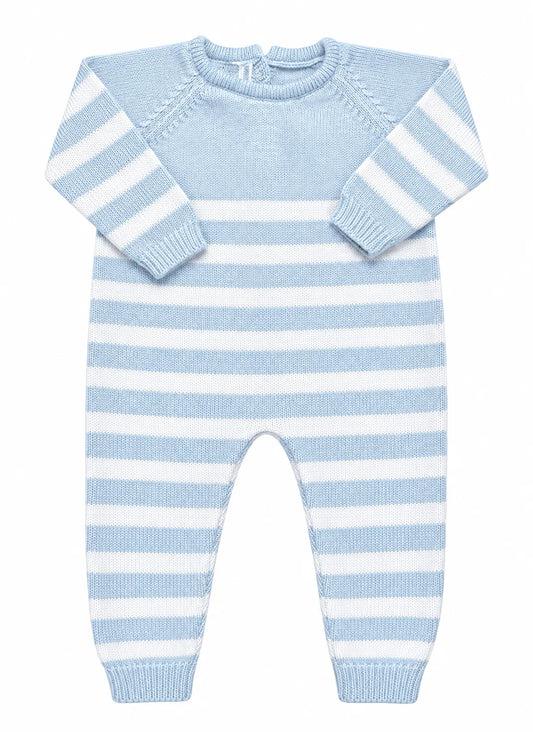 Mi Lucero Striped Knit Romper- Blue
