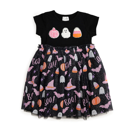 Sweet Wink Boo Halloween Short Sleeve Dress