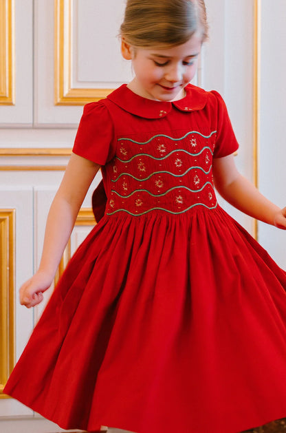 Antoinette Stella Dress- Red Corduroy