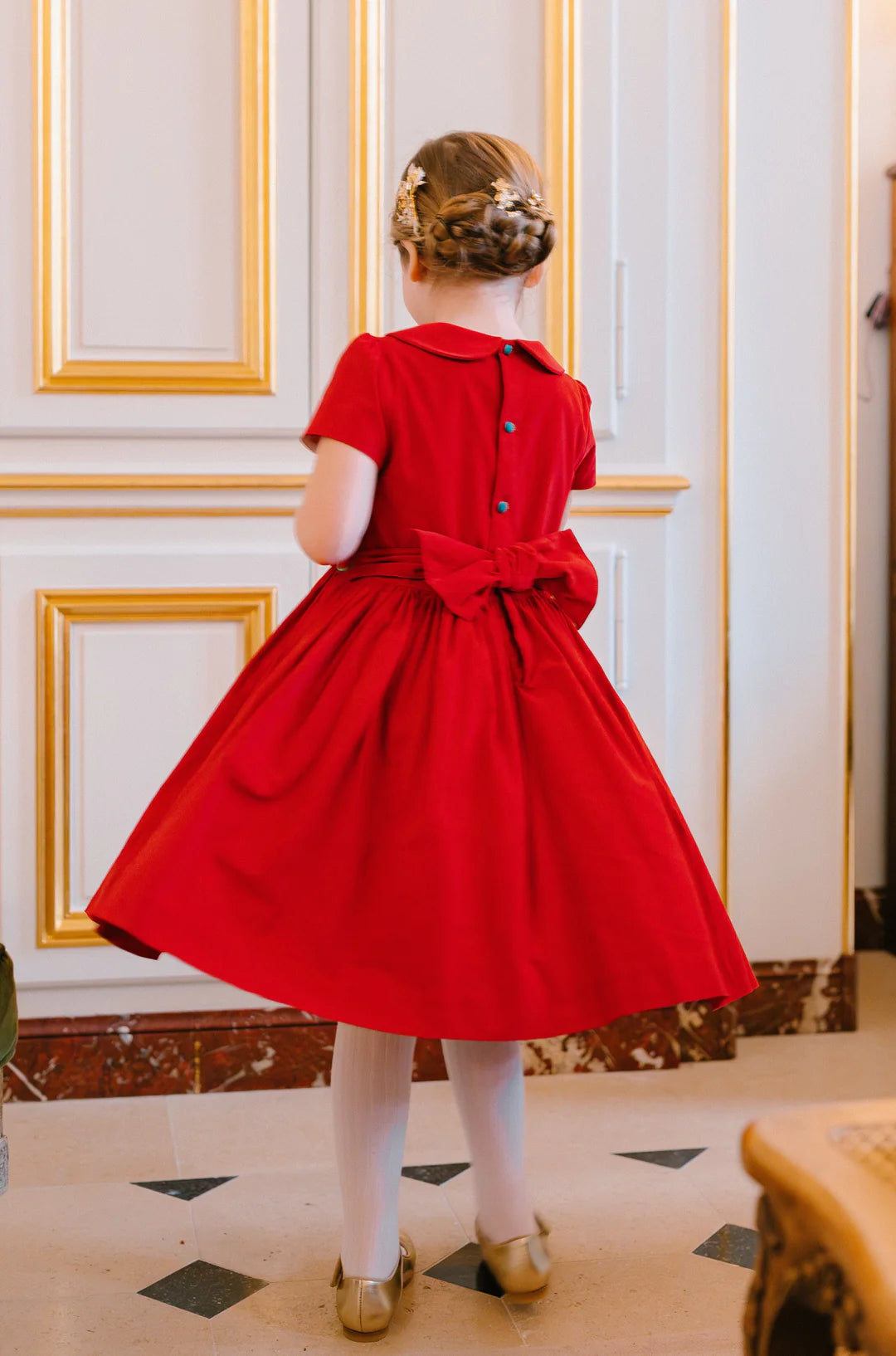 Antoinette Stella Dress- Red Corduroy