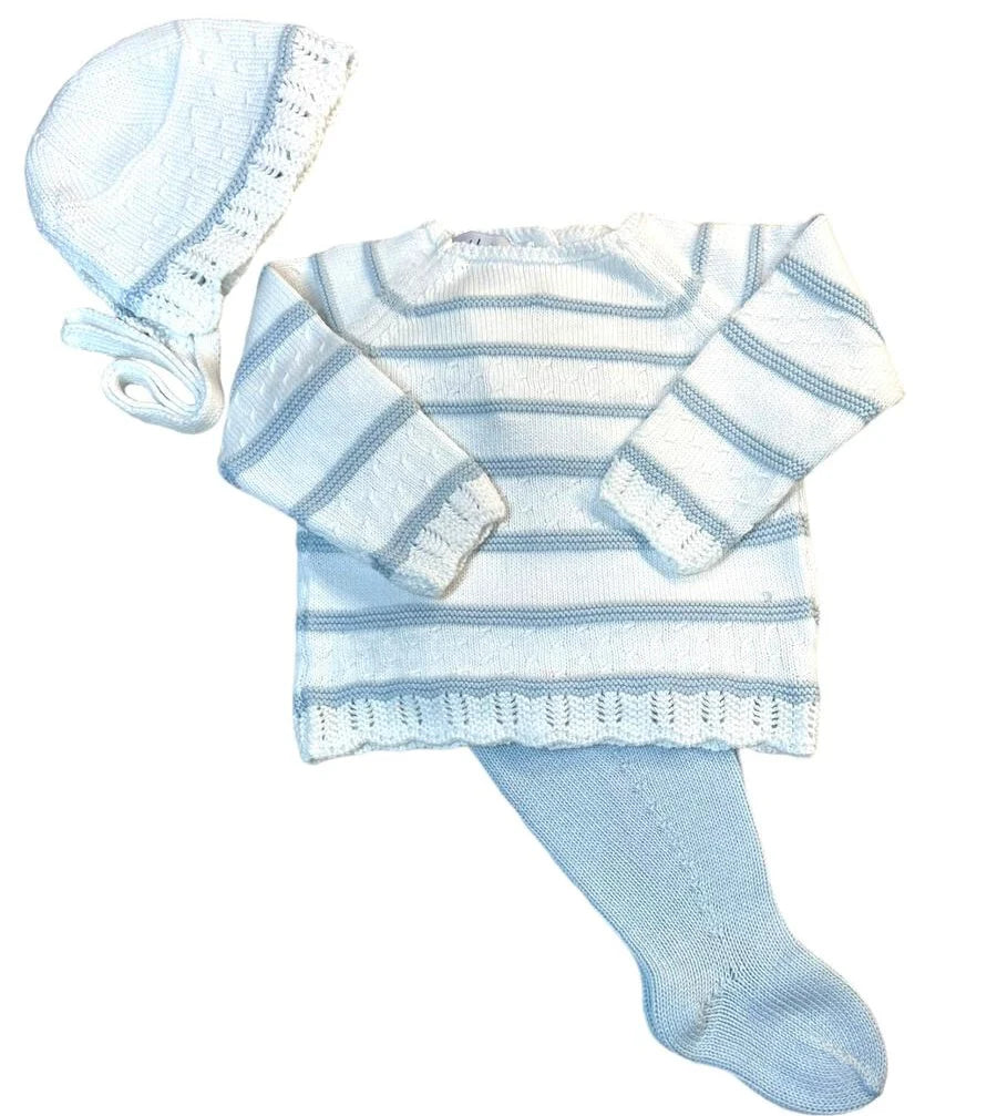 Mi Lucero White and Blue Footed Set with Bonnet