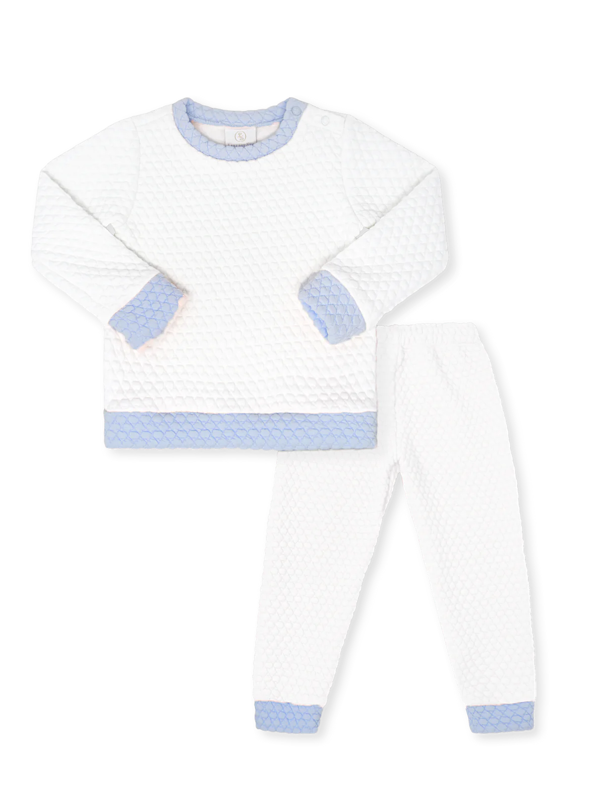 Lullaby Set Quilted Sweatshirt- Worthington White/Windy Blue