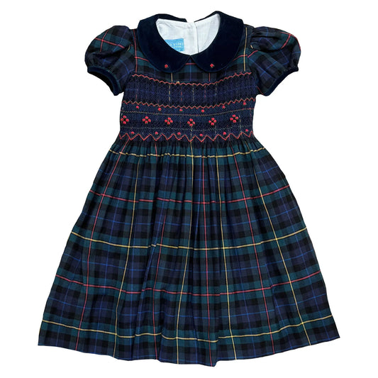 Anavini Tartan Smocked Christmas Dress