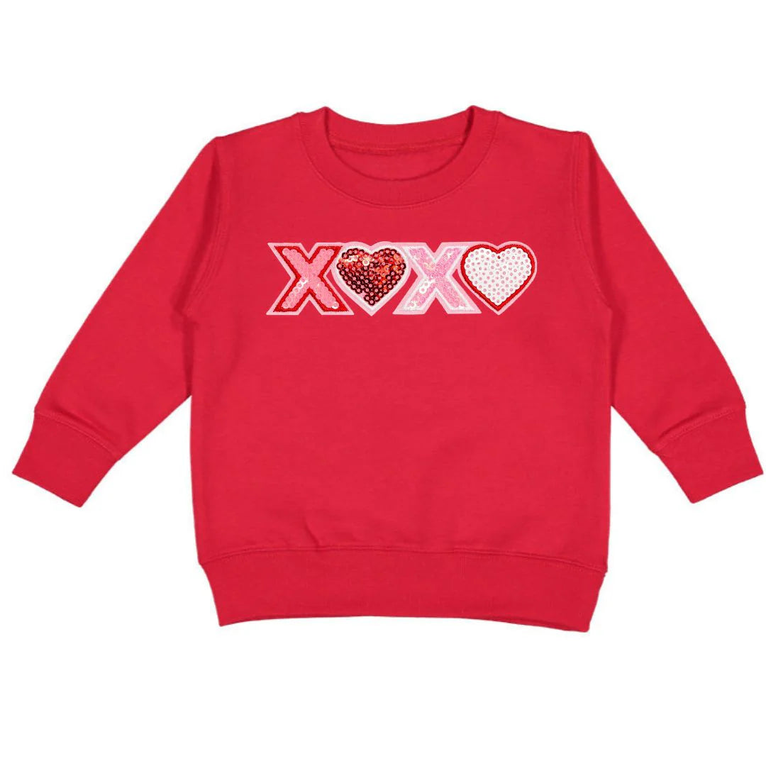 Sweet Wink  XOXO Sequin Patch Valentine's Day Sweatshirt