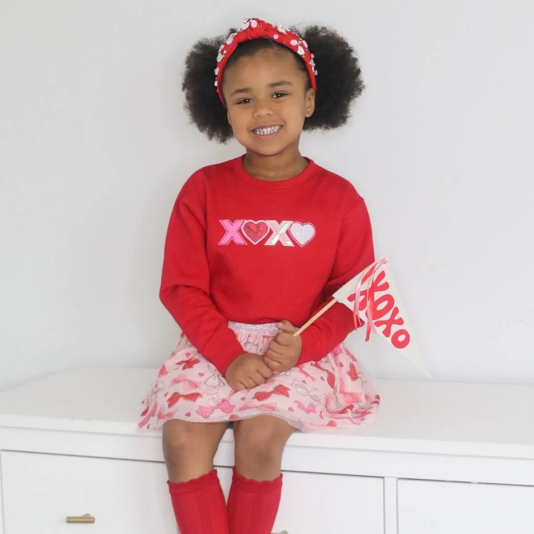 Sweet Wink  XOXO Sequin Patch Valentine's Day Sweatshirt