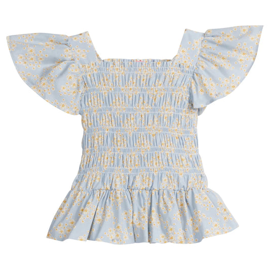 BISBY India Top- Blue Ditsy Floral