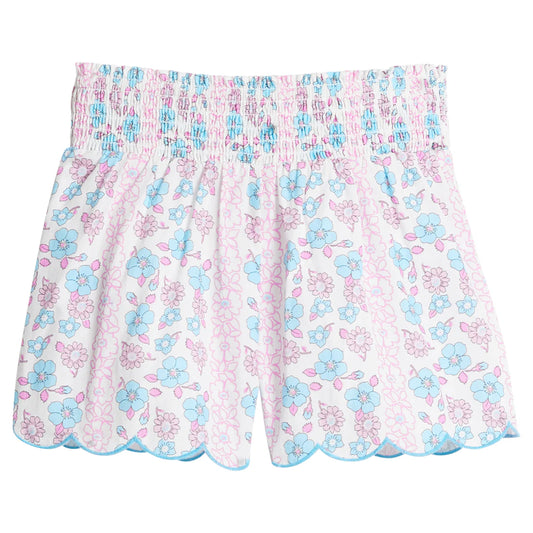 BISBY Shirred Scallop Shorts Margurite Floral