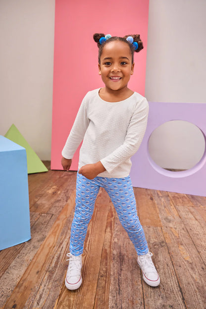 BISBY Leggings- Cornflower Block Print