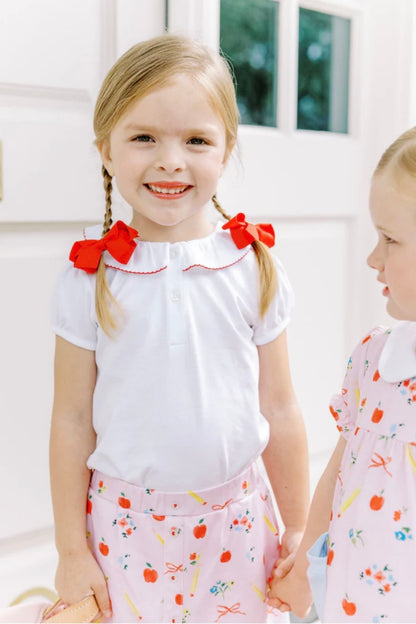 The Proper Peony Short Sleeve Top w/Red trim