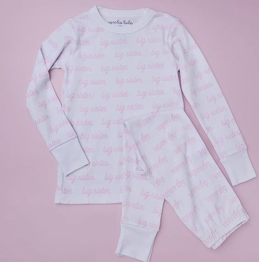 Magnolia Baby Big Sister Long Pajamas -Pink