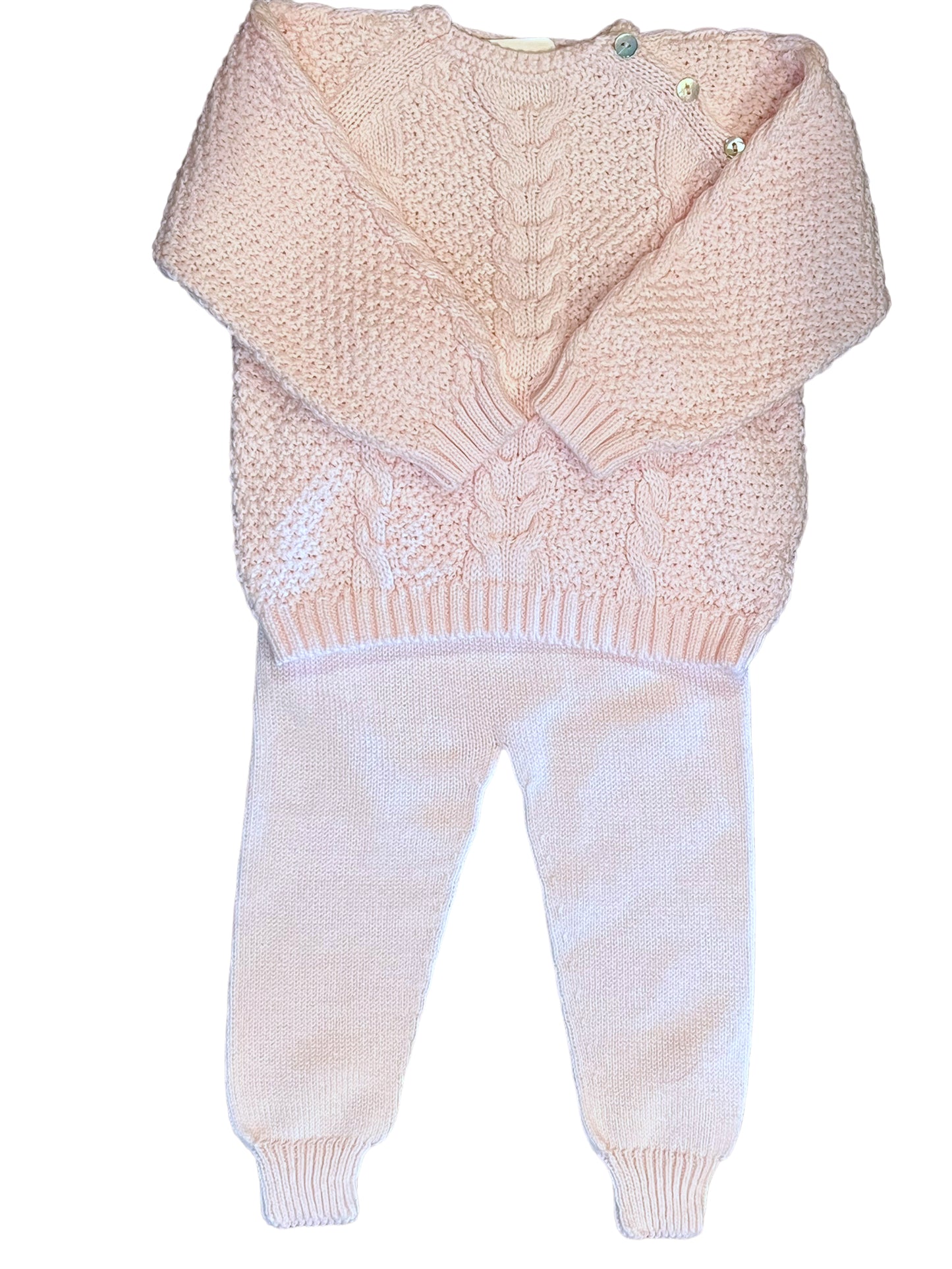 Mi Lucero Cable and Rice Stitch Jogger Set- Pink