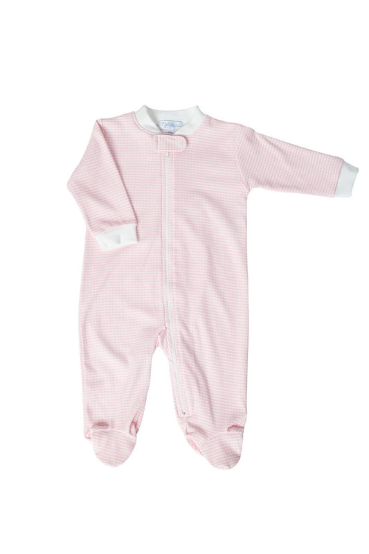 Nella Pima Gingham Footie- Pink